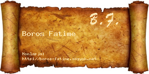 Boros Fatime névjegykártya